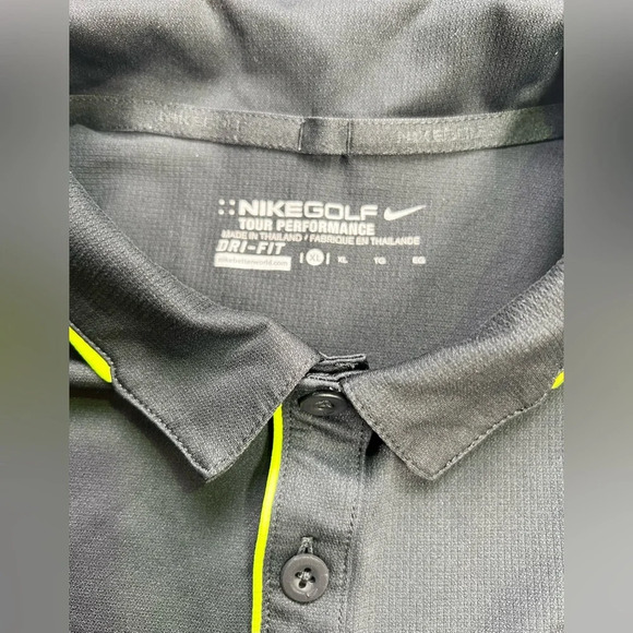NIKE DRI-FIT PERFORMANCE Men’s black with yellow trim polo size XL. - Picture 8 of 11